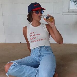 Worn once, small white tank